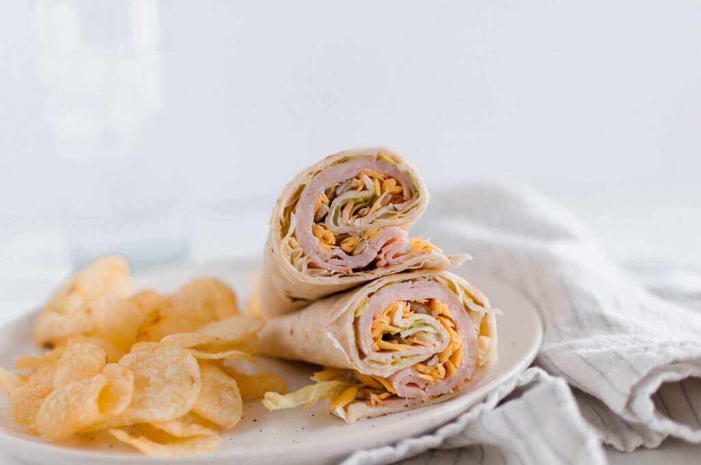 deli turkey wrps on a plate 