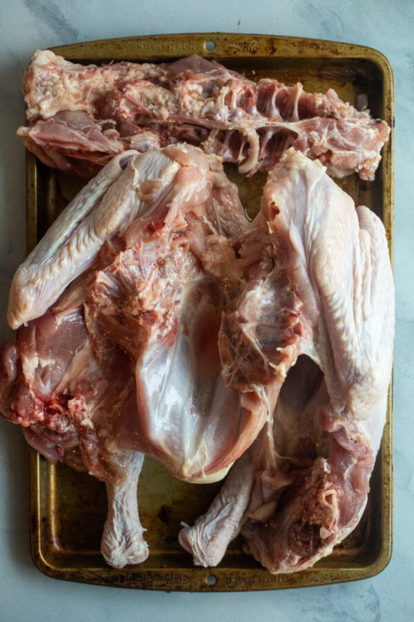 Spatchcocking turkey raw
